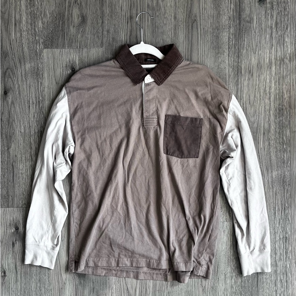 Abercrombie & Fitch Brown and Cream Polo Shirt